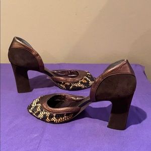 Shoe stock Brazilian made open toe suede high heel